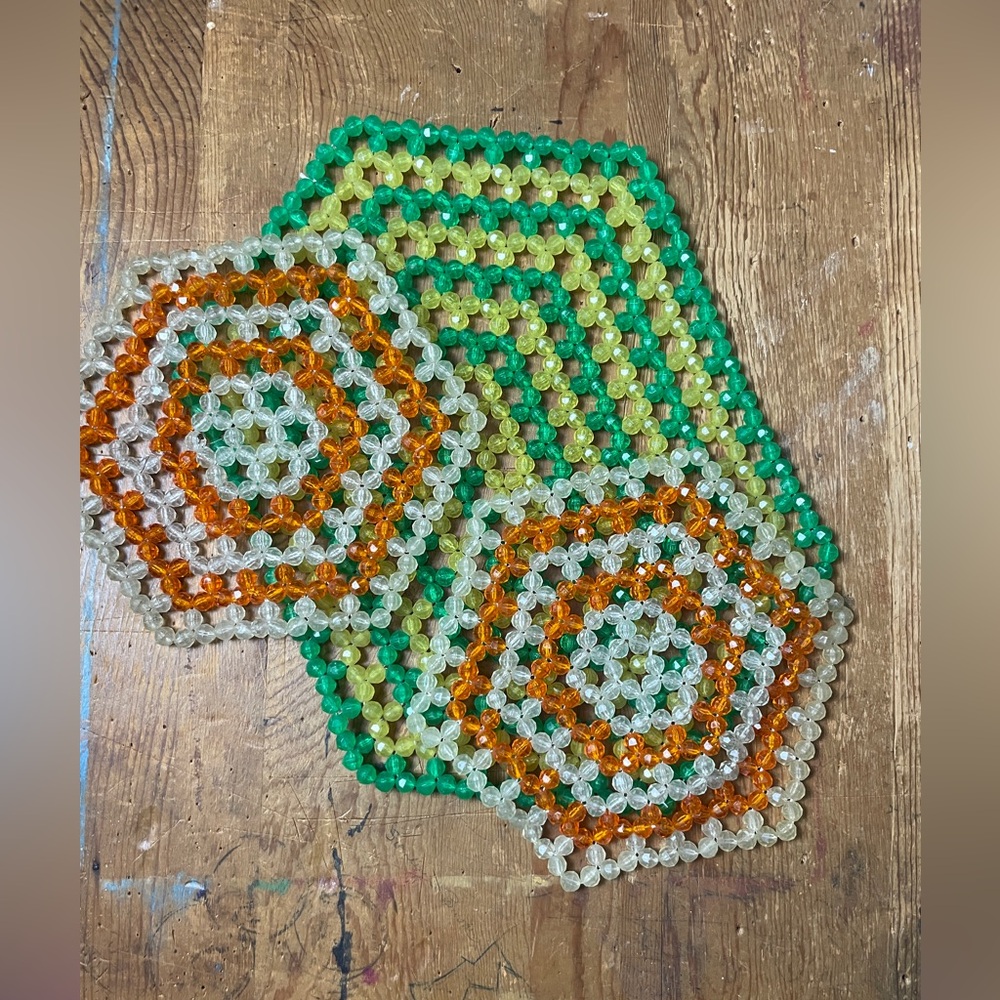 Vintage Beaded Trivet Set